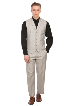 Linen Blend Silver Vest and Pant Set