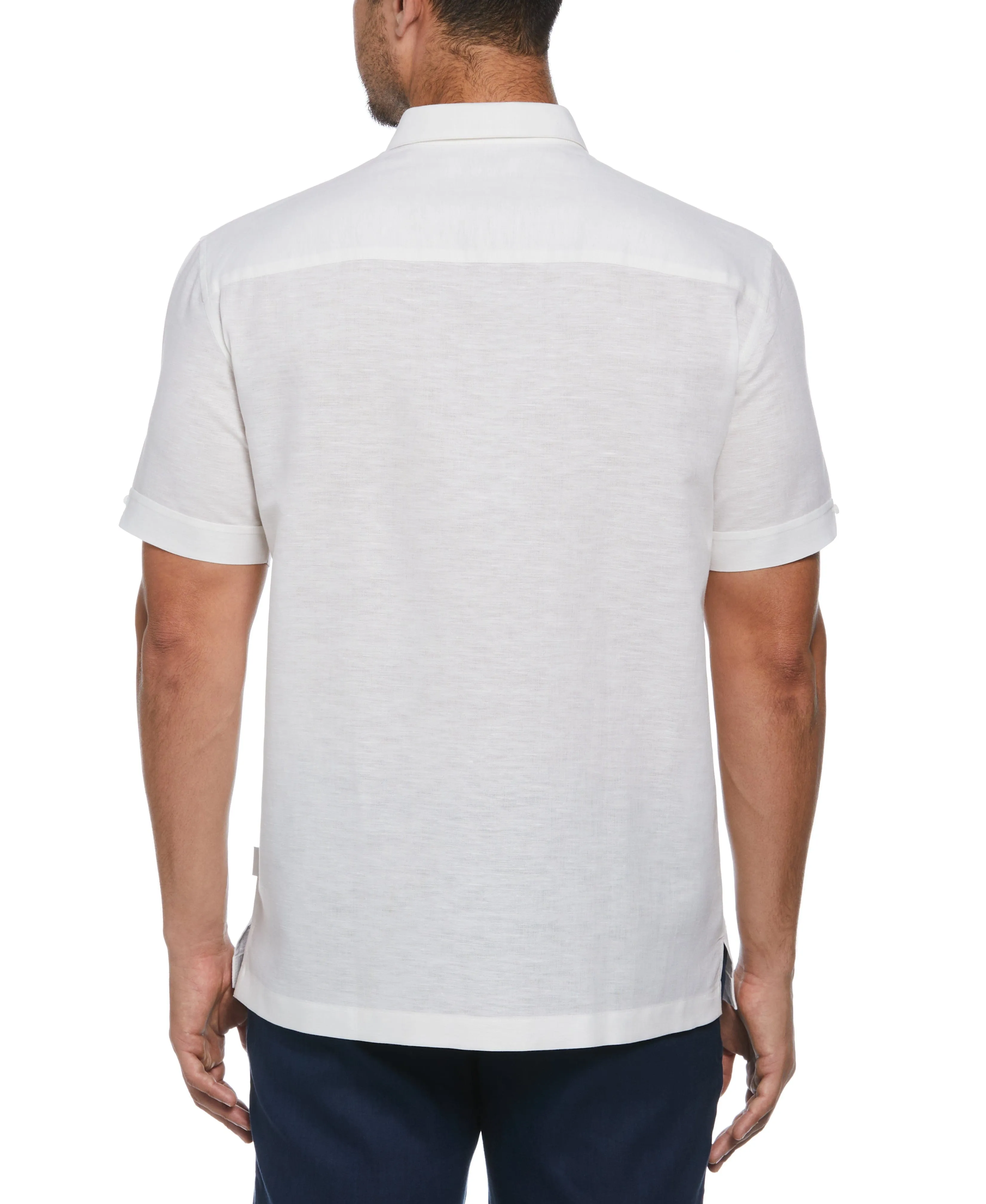 Linen Blend Yarn Dye Panel Shirt