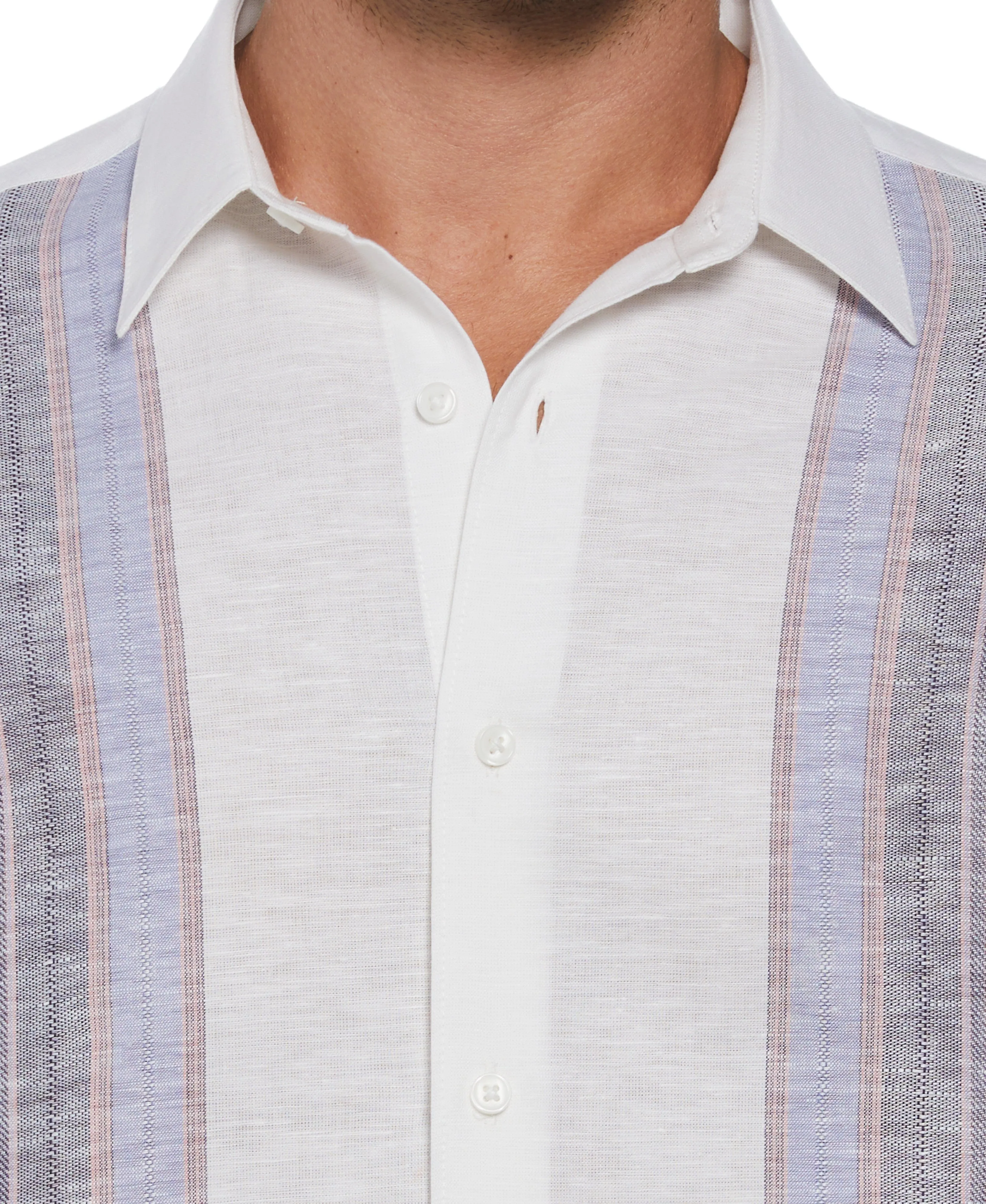 Linen Blend Yarn Dye Panel Shirt