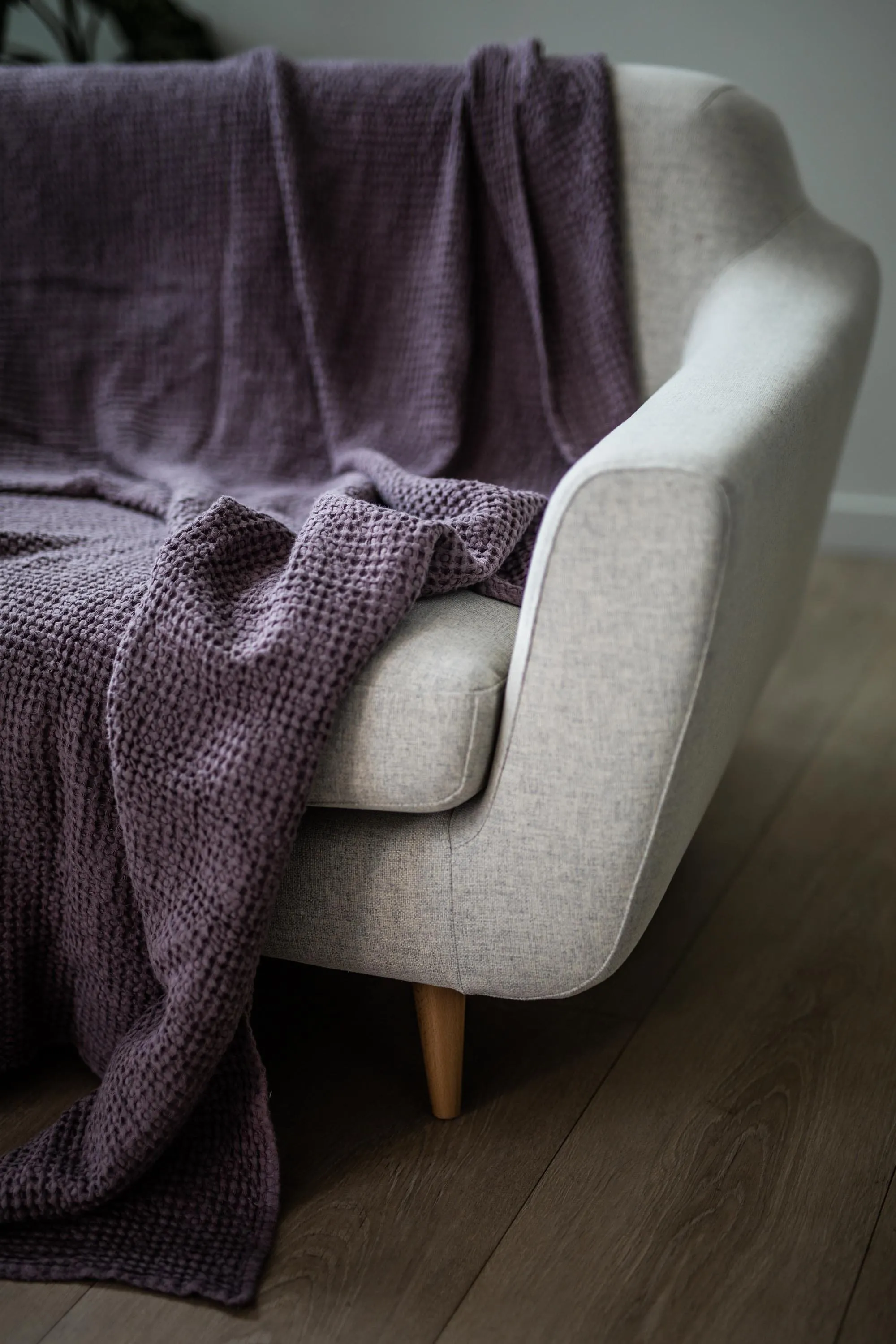 Linen Waffle Blanket | Dusty Lavender