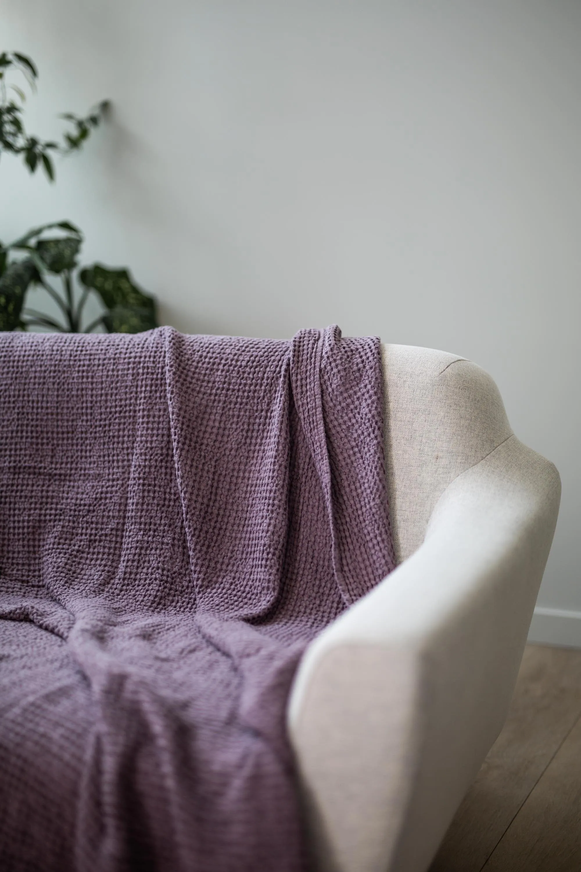 Linen Waffle Blanket | Dusty Lavender