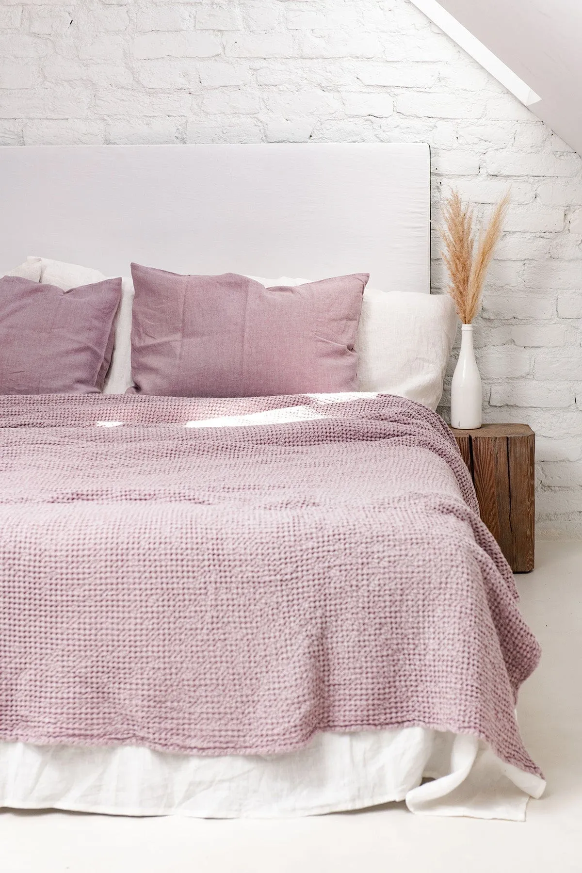 Linen Waffle Blanket | Dusty Rose