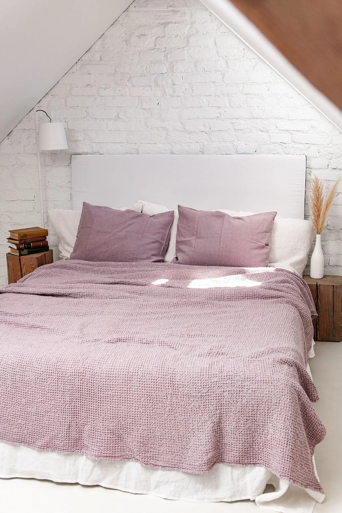 Linen Waffle Blanket | Dusty Rose
