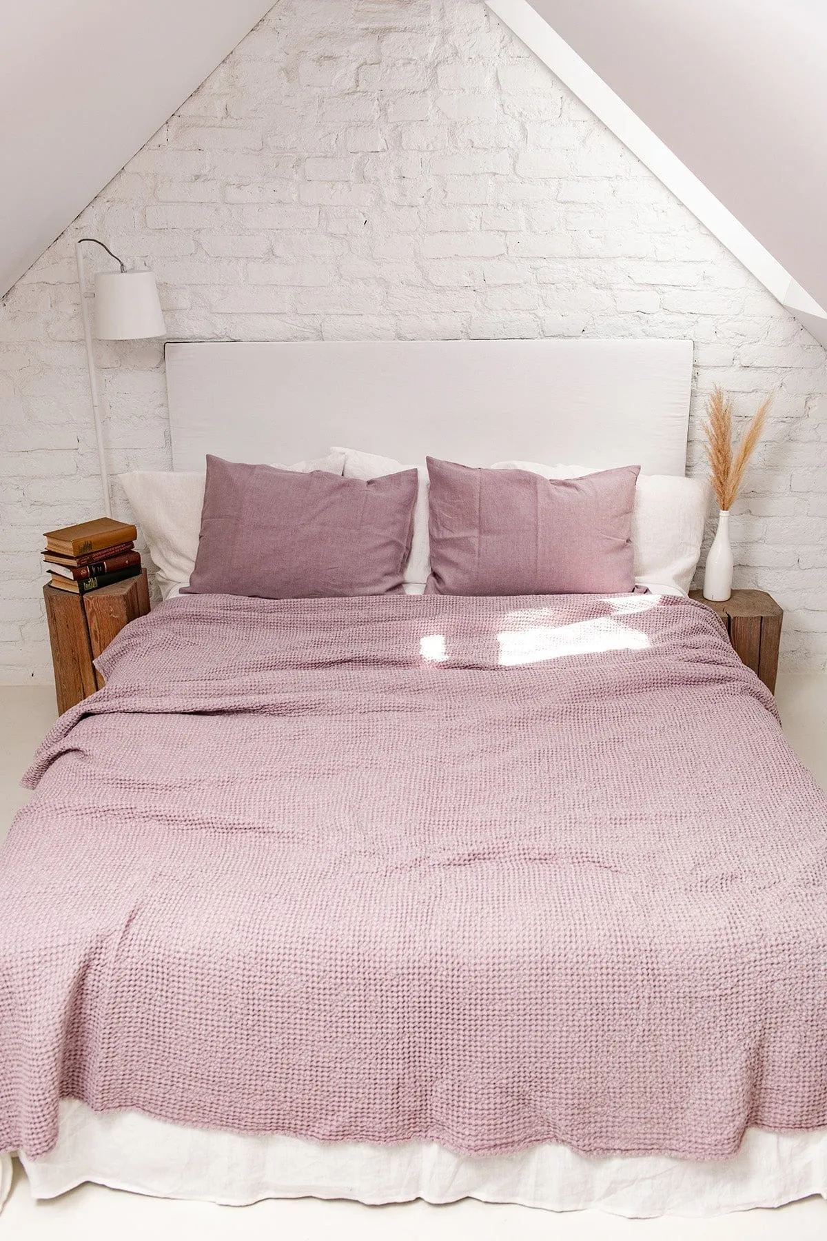 Linen Waffle Blanket | Dusty Rose