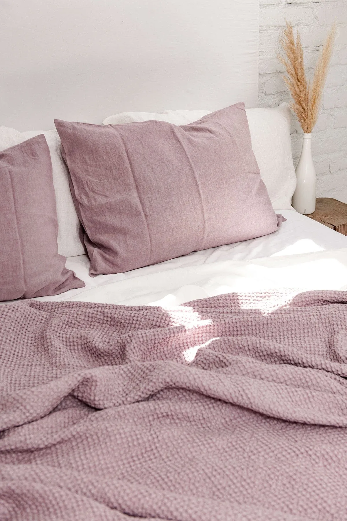 Linen Waffle Blanket | Dusty Rose