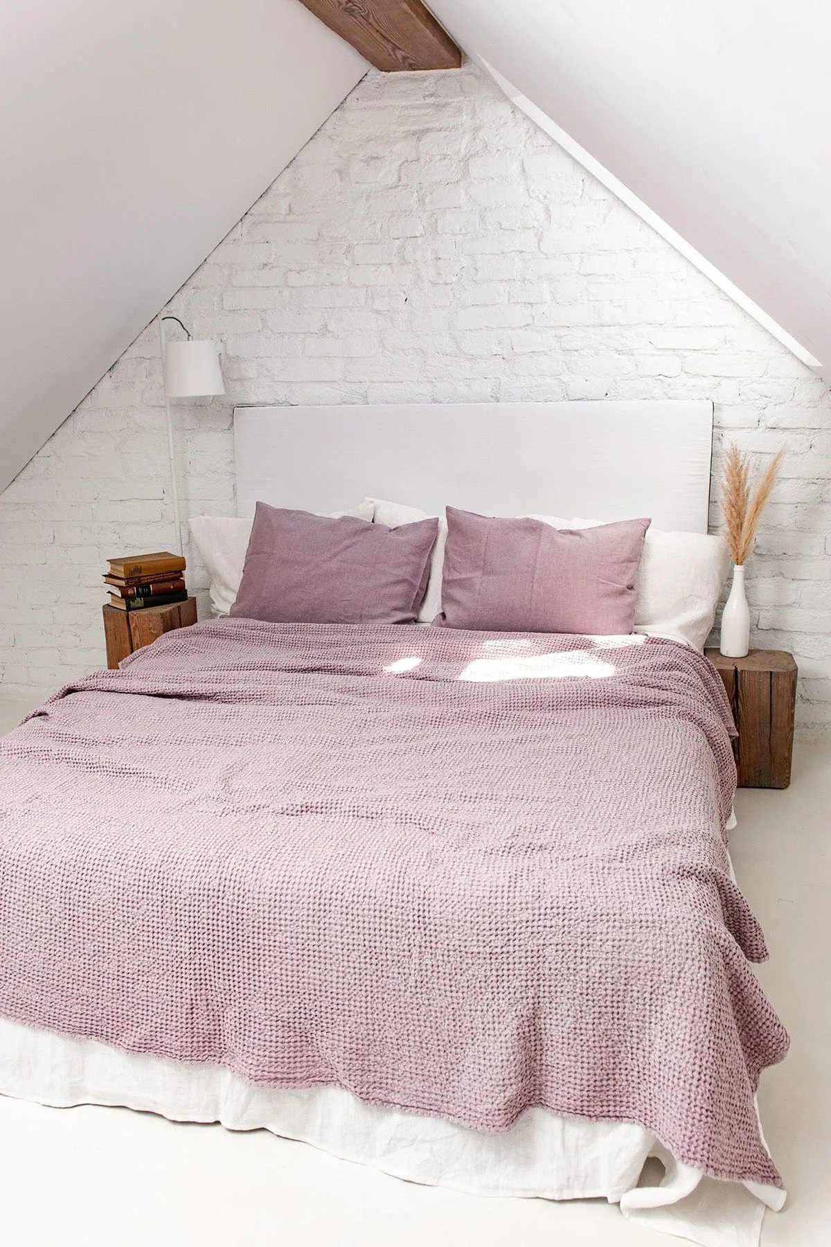 Linen Waffle Blanket | Dusty Rose