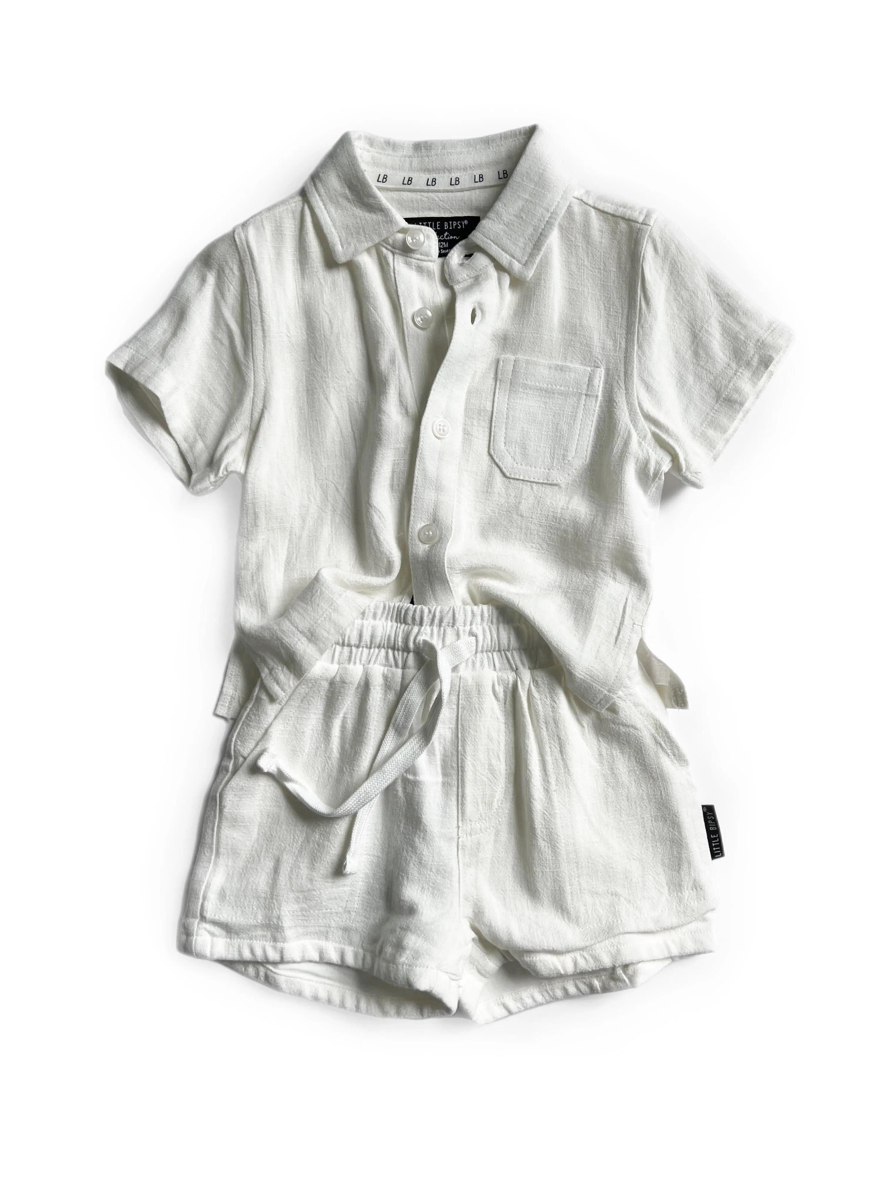 Little Bipsy Linen Shorts - White