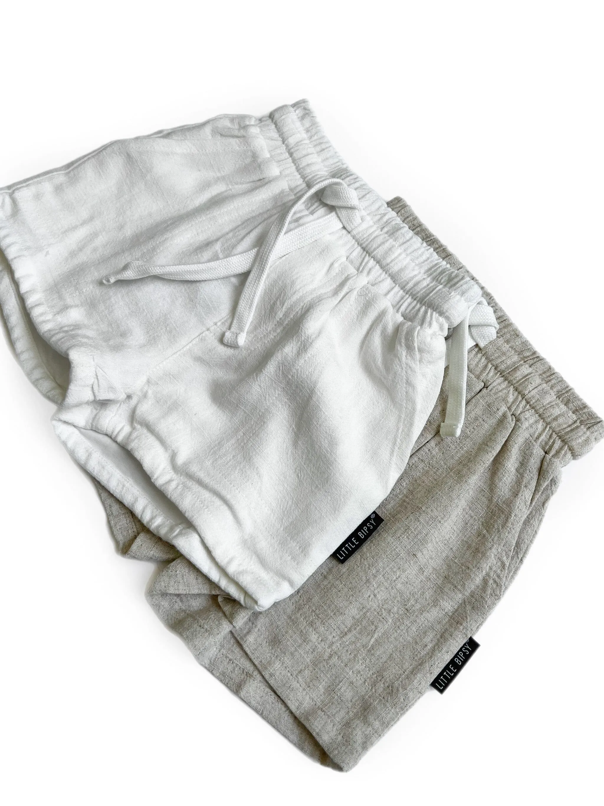 Little Bipsy Linen Shorts - White