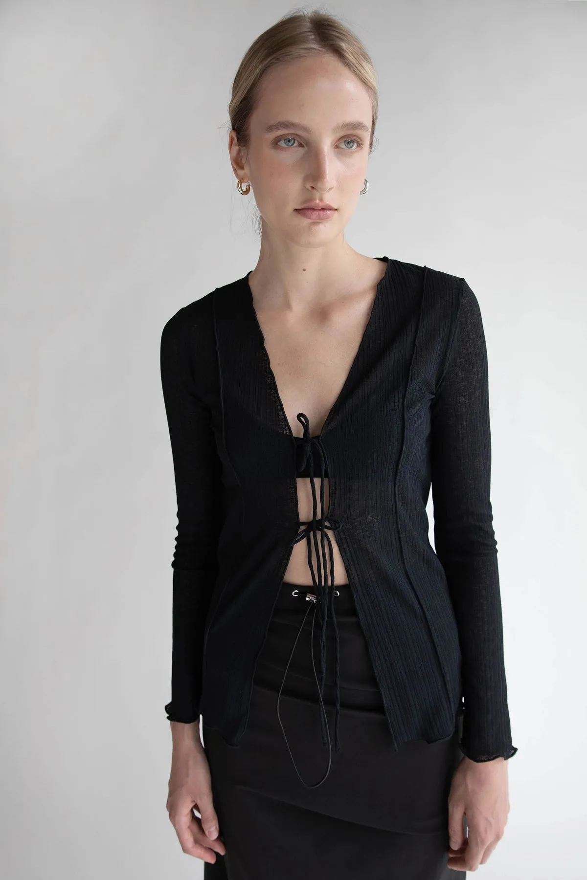 Long Sleeve Top with Front Ties