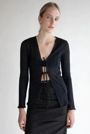 Long Sleeve Top with Front Ties