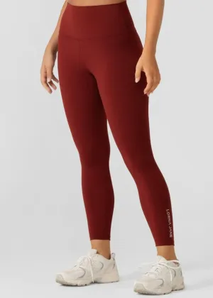 Lorna Jane Hi-Fold Lotus Ankle Biter Leggings - Merlot