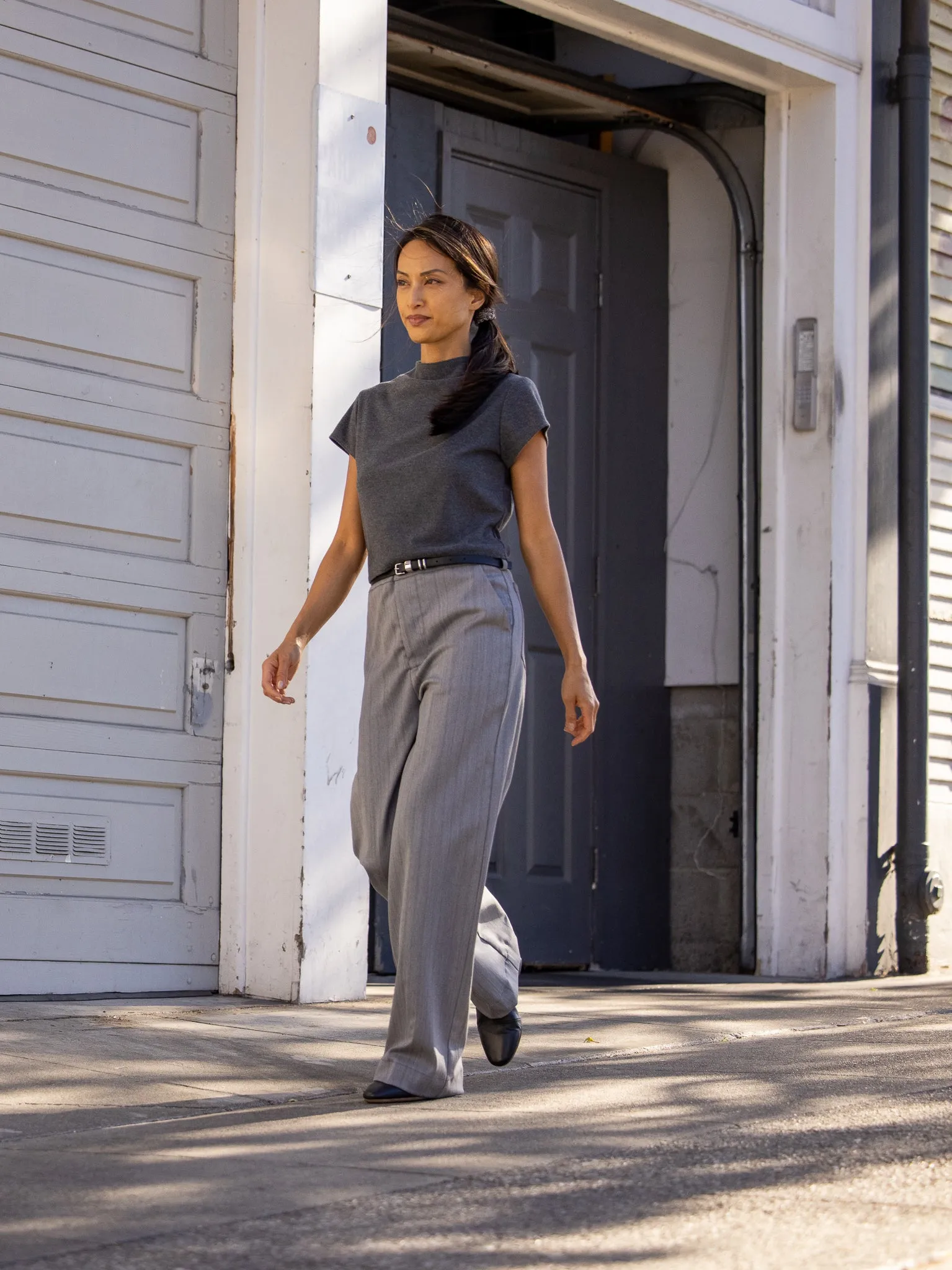Lucy Mock Neck Knit Top Grey