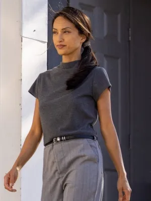 Lucy Mock Neck Knit Top Grey