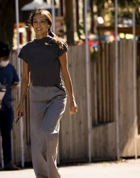 Lucy Mock Neck Knit Top Grey