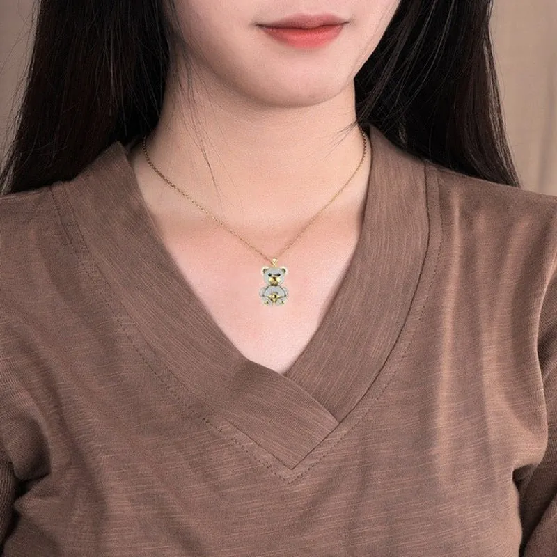 Luxury Bear Pendant Necklace for Women Party Anniversary Jewelry