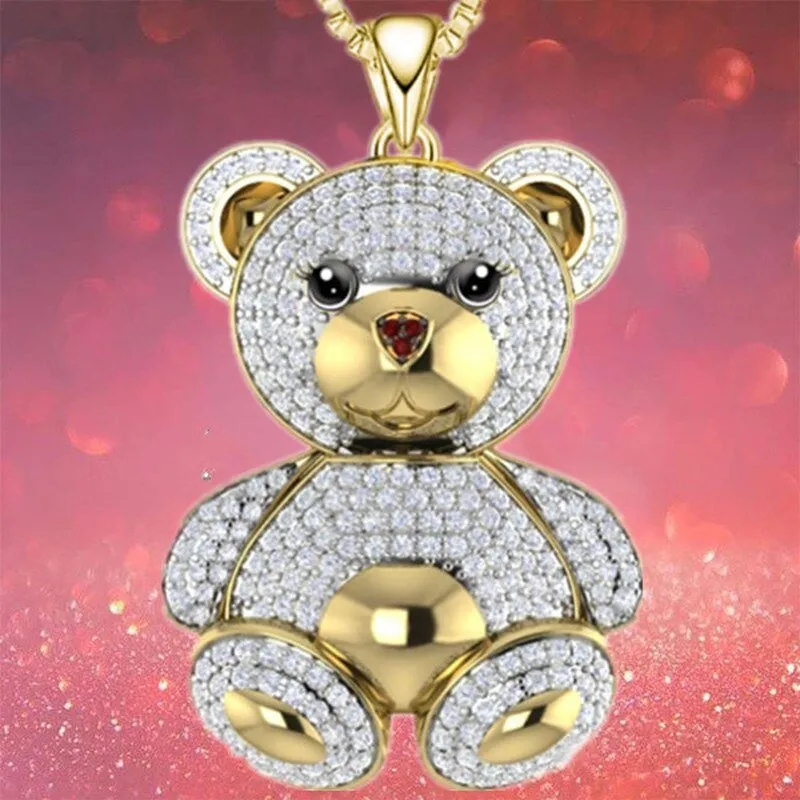 Luxury Bear Pendant Necklace for Women Party Anniversary Jewelry