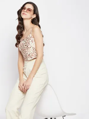 Madame Camisole Neckline Animal Print Crop Top
