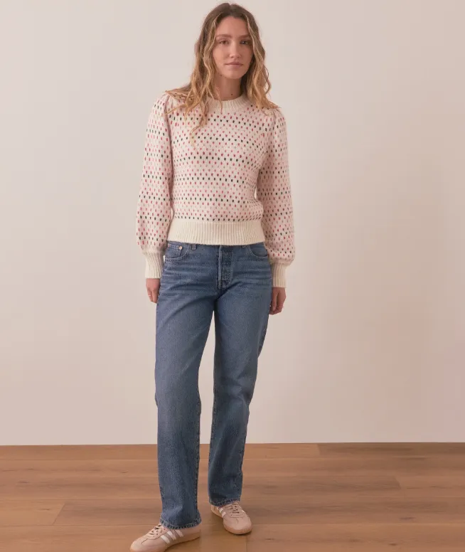 Marine Layer Alma Puff Sleeve Sweater in Warm Multi