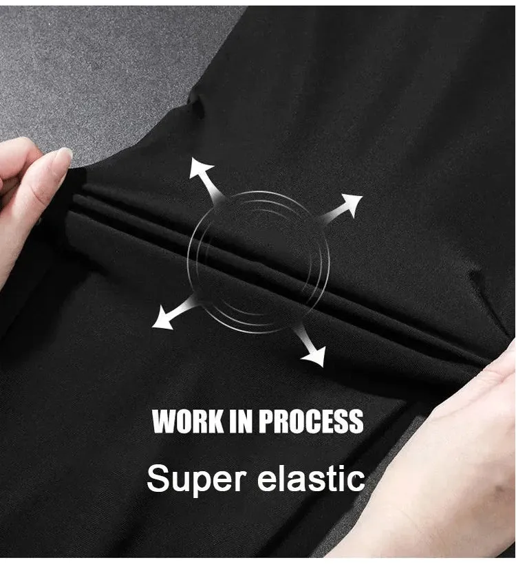 Men's Ice Silk Trousers Solid Color Mid-Waist Loose Breathable Straight-Leg Casual Pants Thin Quick-Drying Sports Pants