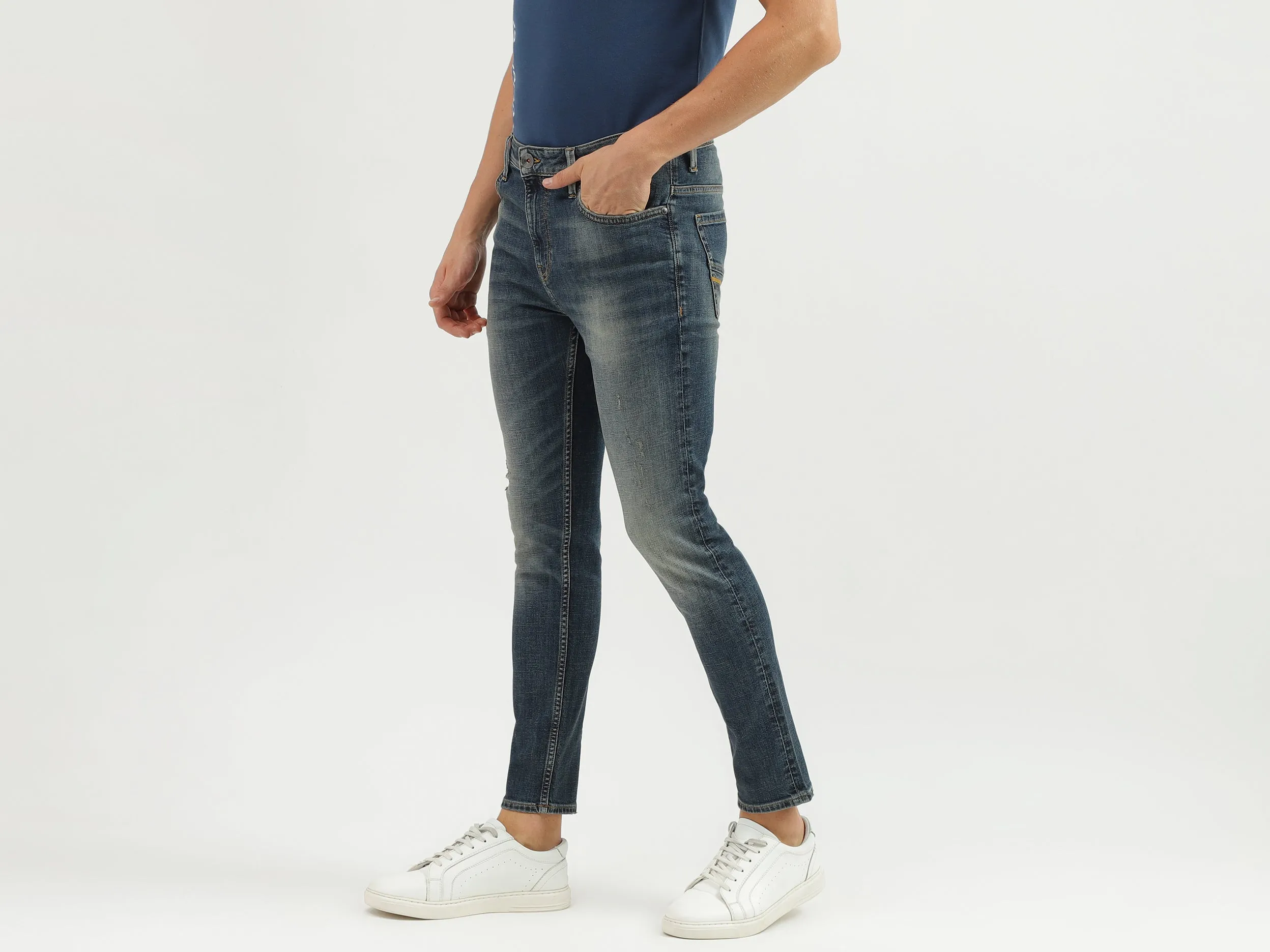 Men's Solid Low Crotch Jeans