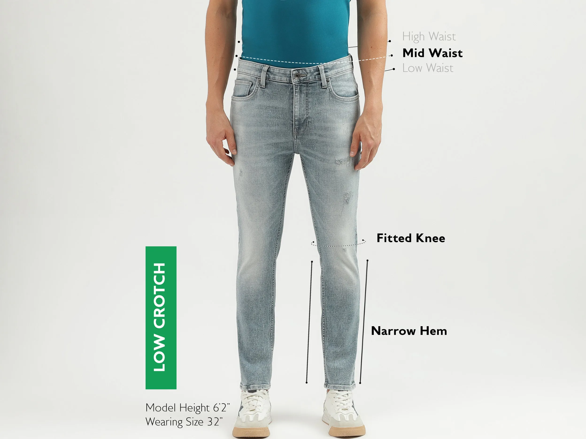 Men's Solid Low Crotch Jeans