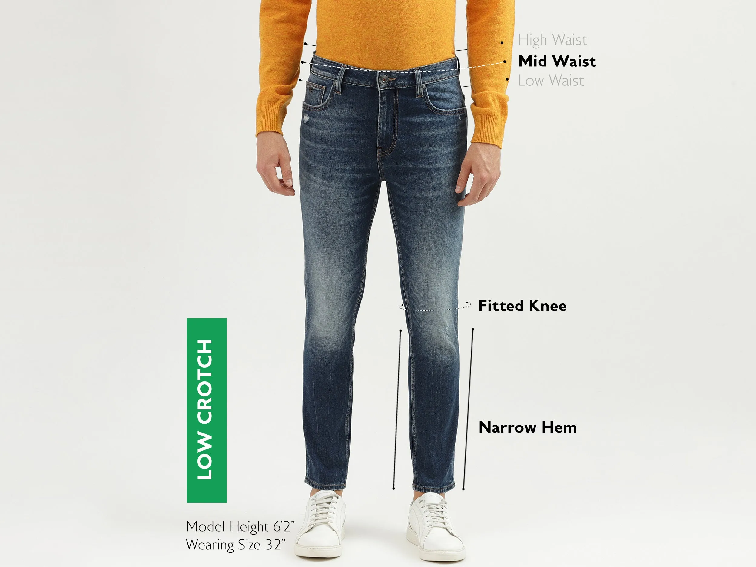 Men's Solid Low Crotch Jeans