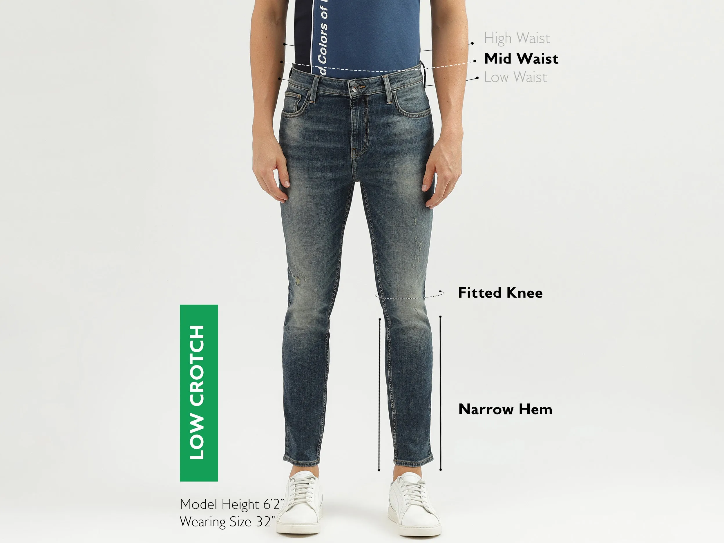 Men's Solid Low Crotch Jeans