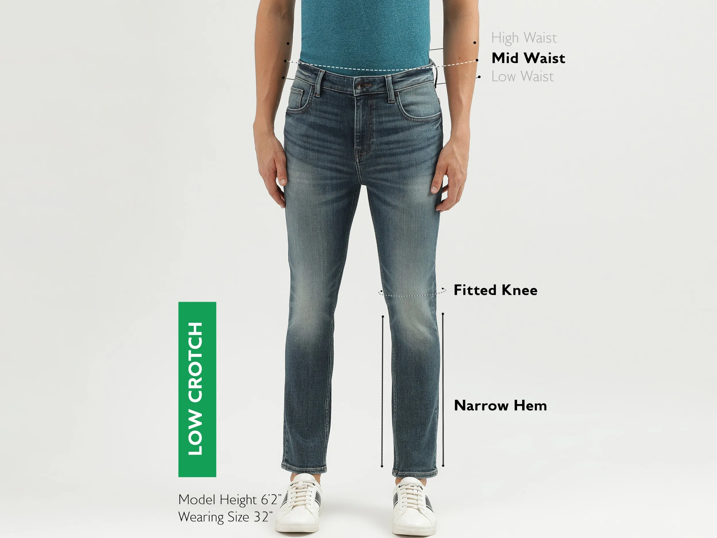 Men's Solid Low Crotch Jeans