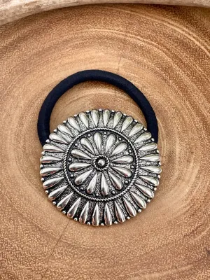 Messner Round Teardrop Concho Fashion Hair Tie - 2"