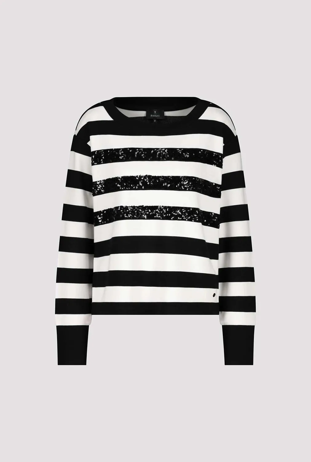 Monari Striped Sweatshirt With Tonal Sequins 808088