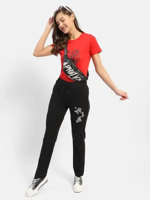 mSECRET Typography Black Track Pants