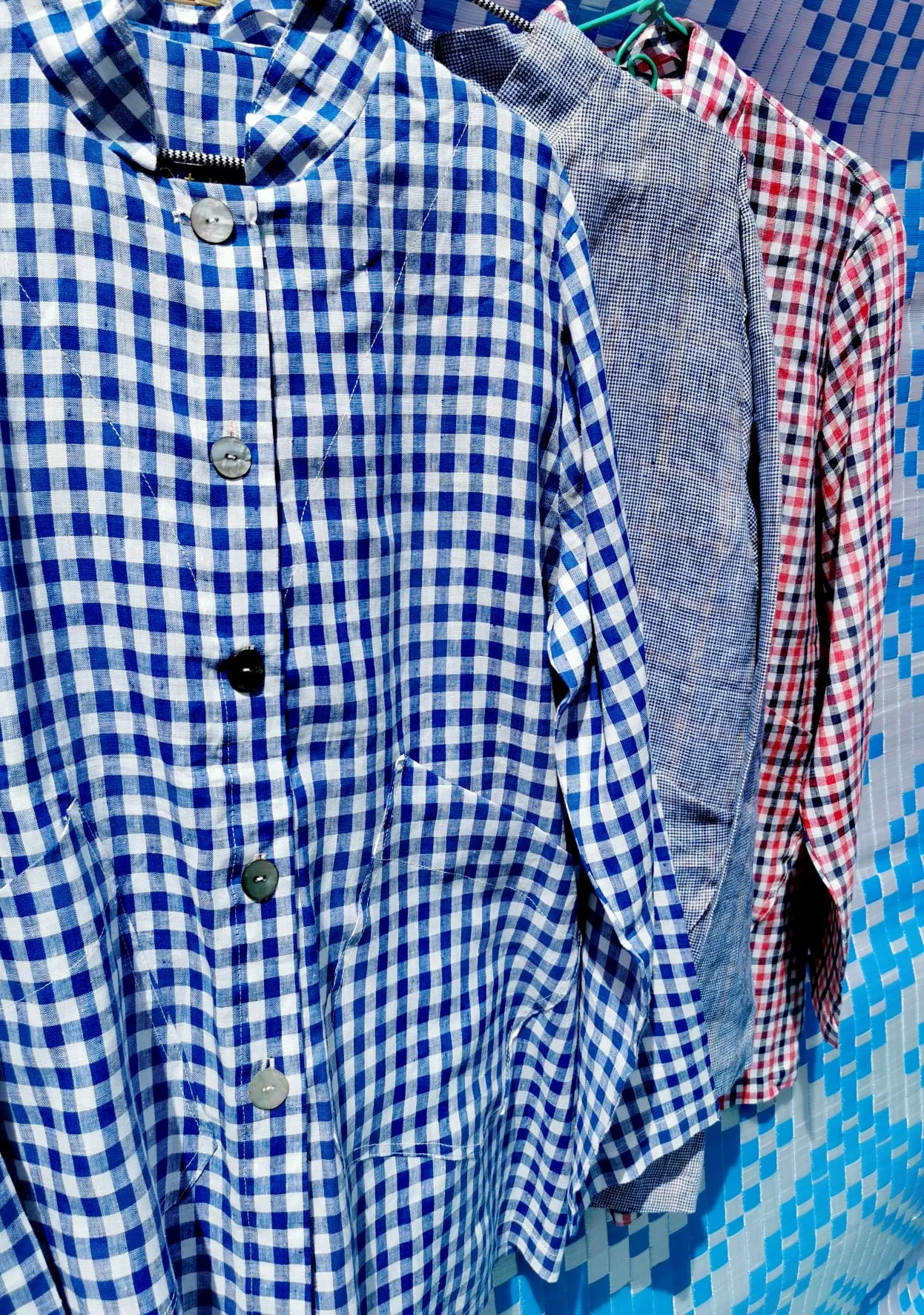 Nehru jacket - linen check
