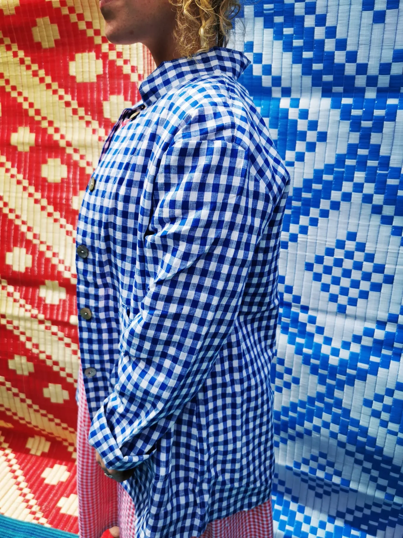 Nehru jacket - linen check