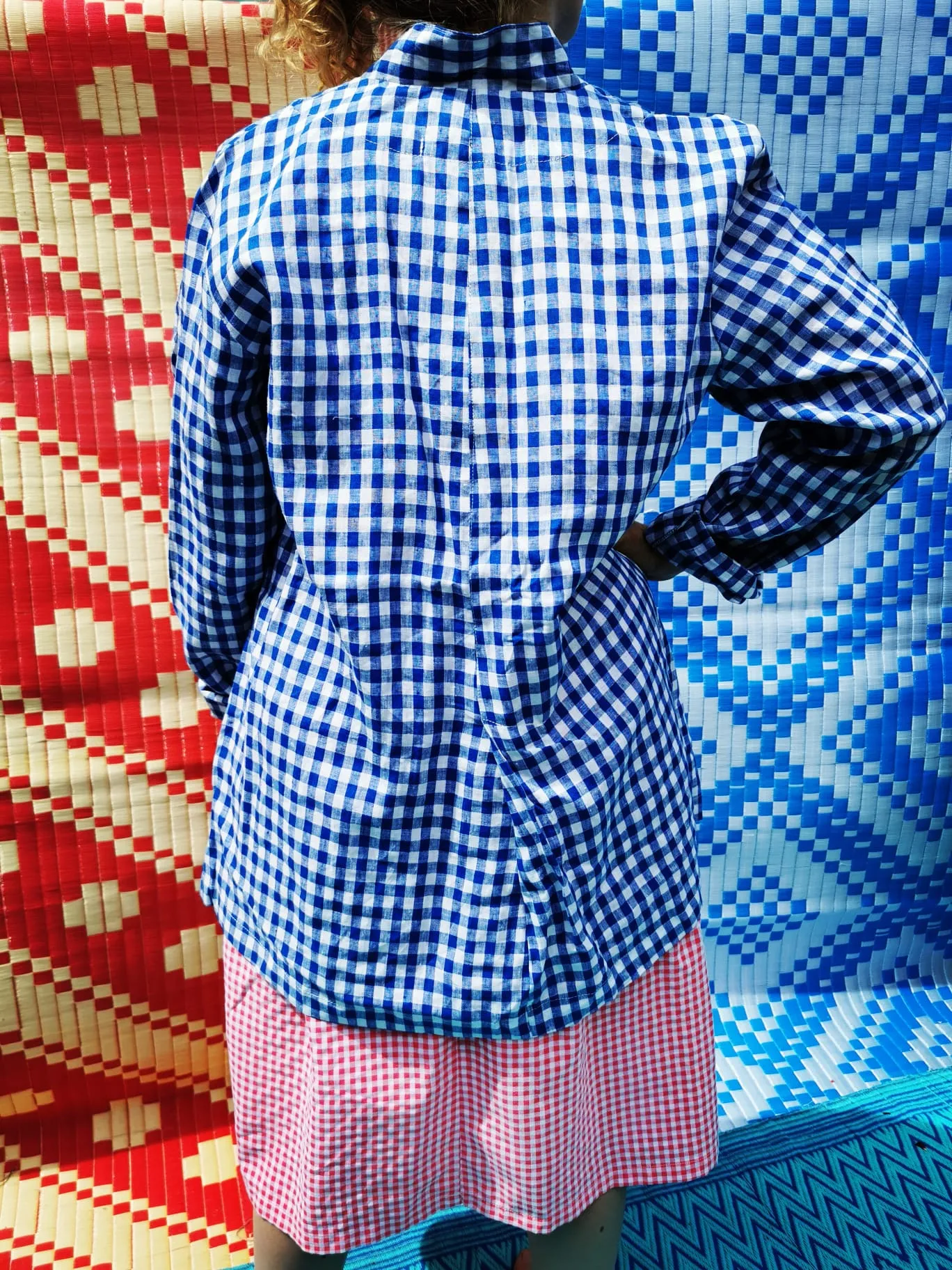 Nehru jacket - linen check