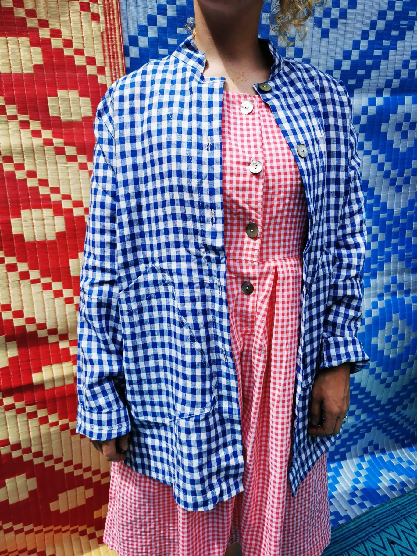 Nehru jacket - linen check