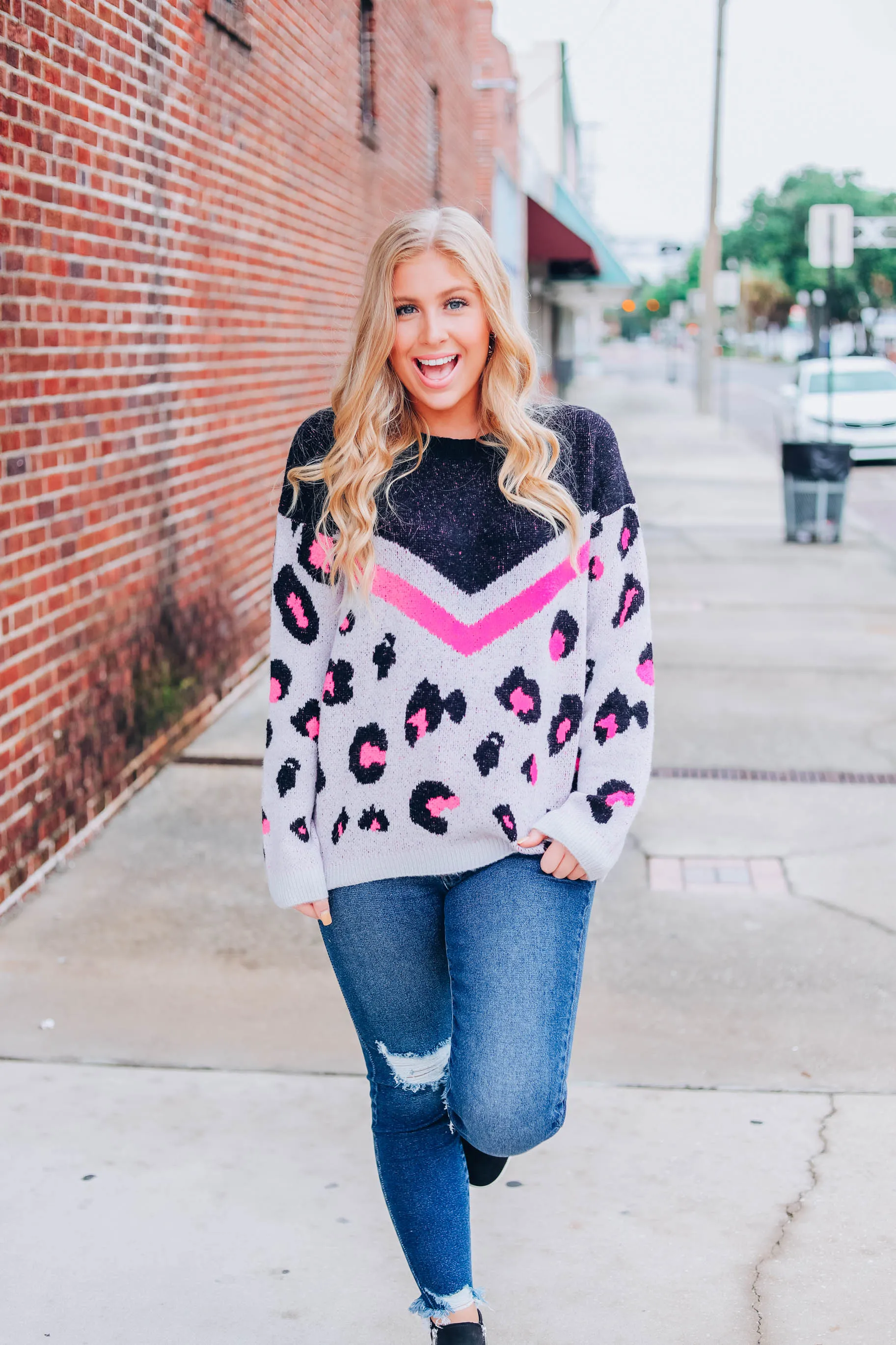 New Cattitude Animal Print Sweater