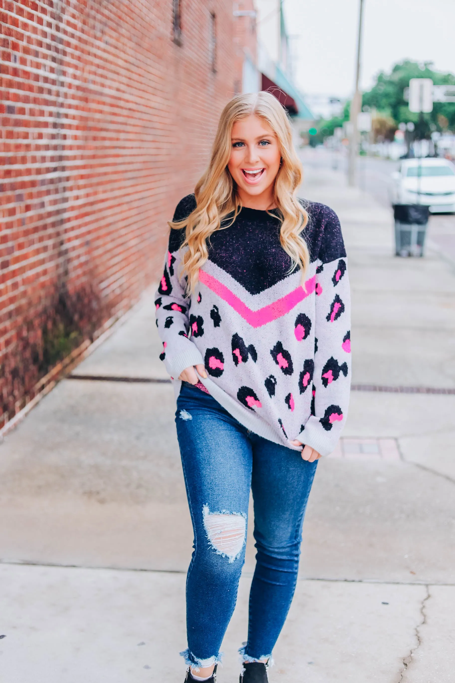 New Cattitude Animal Print Sweater