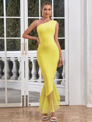 Off Shoulder Sleeveless Fishtail Midi Bandage Dress HB01281