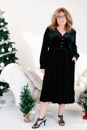 Once Upon a Holiday Velvet Dress - Black
