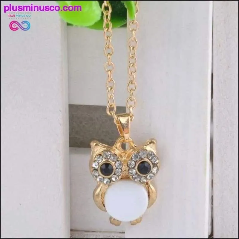 Owl Design Rhinestones Crystal Pendant Necklace ||