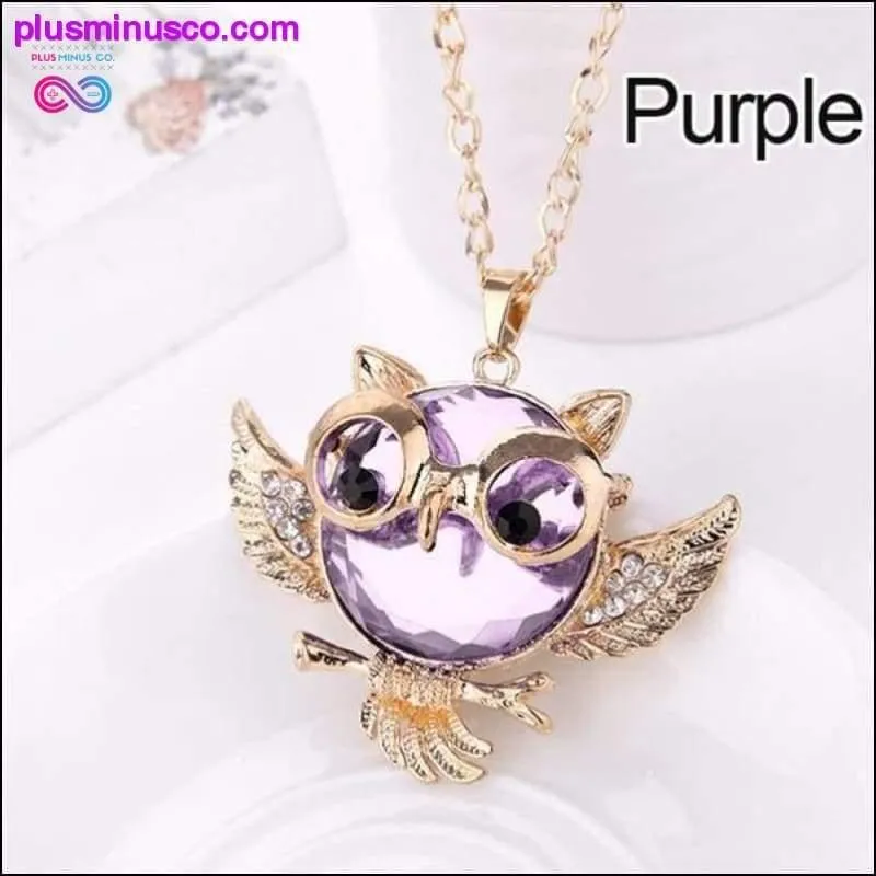 Owl Design Rhinestones Crystal Pendant Necklace ||