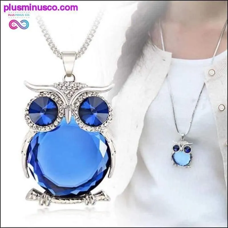 Owl Design Rhinestones Crystal Pendant Necklace ||