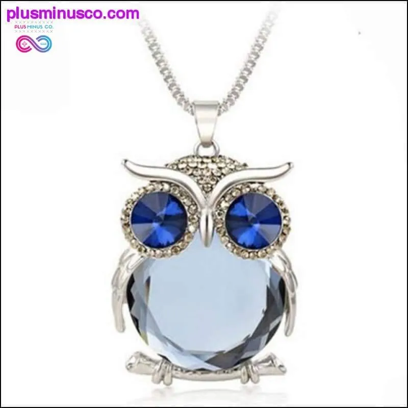 Owl Design Rhinestones Crystal Pendant Necklace ||