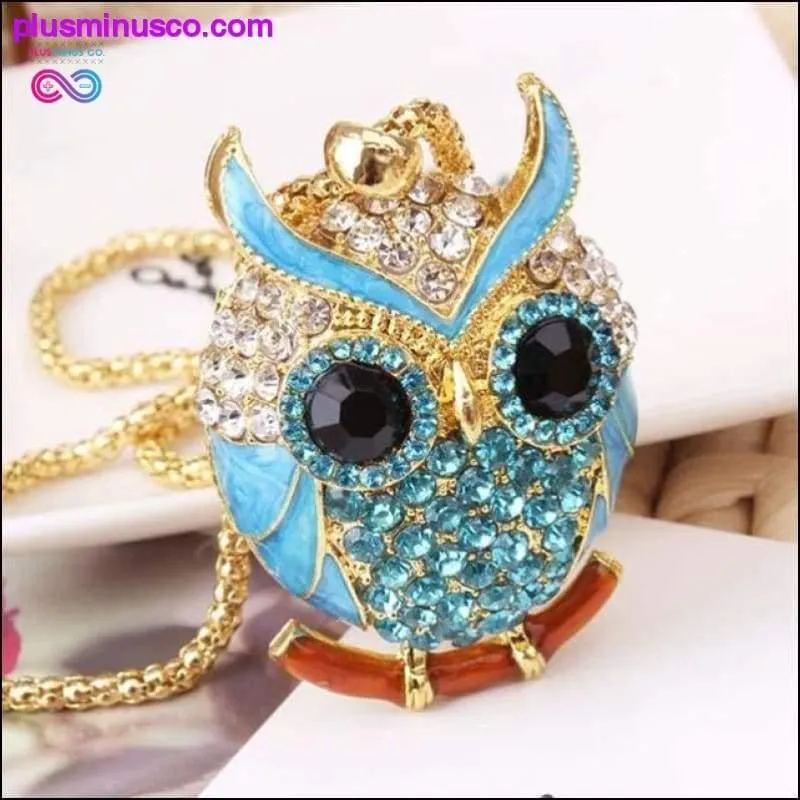 Owl Design Rhinestones Crystal Pendant Necklace ||