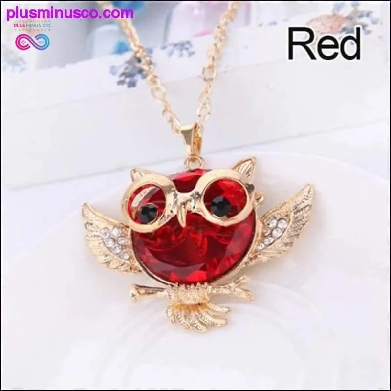 Owl Design Rhinestones Crystal Pendant Necklace ||