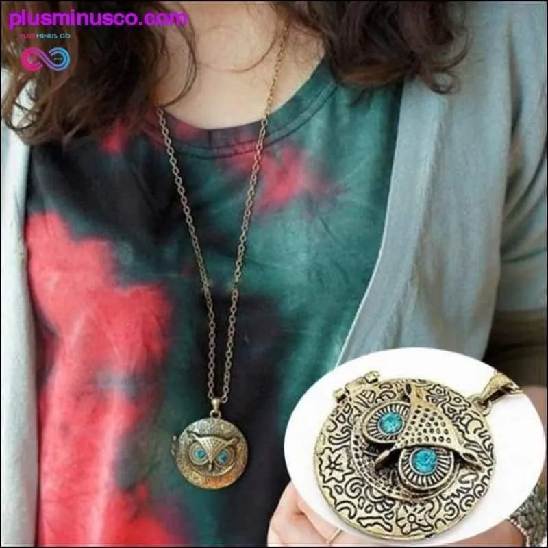 Owl Design Rhinestones Crystal Pendant Necklace ||