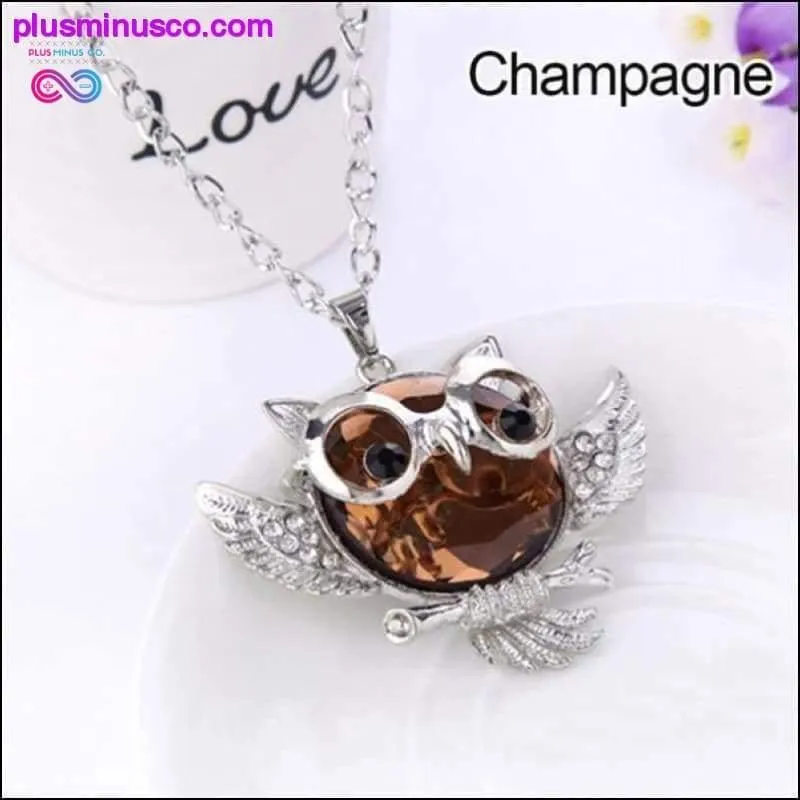 Owl Design Rhinestones Crystal Pendant Necklace ||