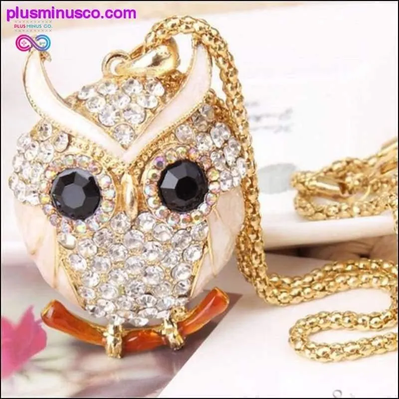 Owl Design Rhinestones Crystal Pendant Necklace ||
