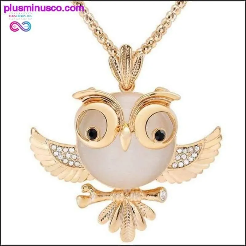 Owl Design Rhinestones Crystal Pendant Necklace ||