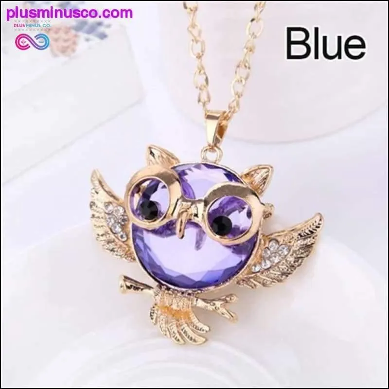 Owl Design Rhinestones Crystal Pendant Necklace ||